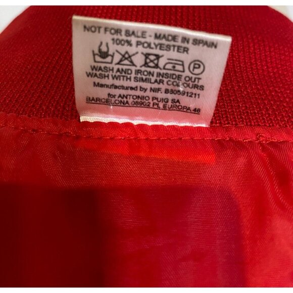 Carolina Herrera Good Gild Custom Red Polyester Bomber Jacket Zip Pockets Sz M/L - Picture 7 of 16